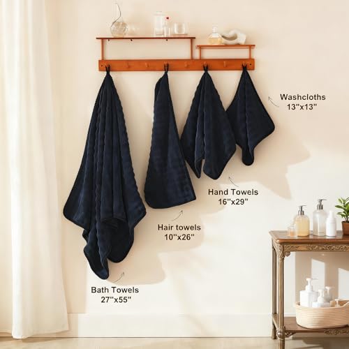 COZYART Lint Free 8 Pcs Bathroom Towels Set Ultra Soft Microfiber Black | Fluffy, Thick, Highly Absorbent, Fast Dry, No Shedding, No Pilling, Fade Resistant, Durable, Long-lasting - color: Charcoal Black
