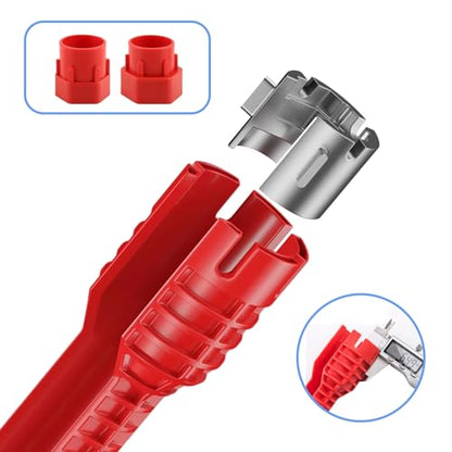 8-in-1 Sink Wrench – Multifunctional Plumbing Tool for Faucet, Pipe & Aerator Repair, ABS & Zinc Alloy Basin Wrench with Extended Reach for Kitchen & Bathroom