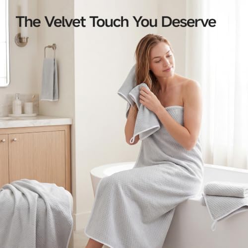 ecolook Microfiber Towel Set of 6, Gray | Ultra-Soft & Oversized, Absorbent & Quick-Drying | 2 Bath Sheets, 2 Hand Towels & 2 Washcloths - color: Gray