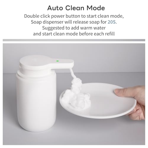 Automatic Foaming Soap Dispenser, Rechargeable Touchless Foam Hand Soap Dispenser for Bathroom, Soap Pump for Kitchen, Water-Resistant, Xmas Gift 10oz - color: White