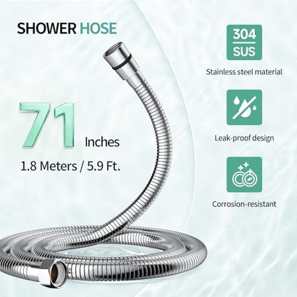 SR SUN RISE Flexible 304 Stainless Steel Replacement Shower Hose with Brass Fittings. RV Shower Hose. Explosion-Proof. 1.8 Meters/71 Inches. Polished Chrome - size: 70.8 Inch