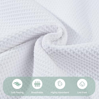 MICROFI Waffle Weave Bath Towel Set, Microfiber, 4 Pieces (Body/Hair/Hand/Face), Quick Dry, Lightweight, Super Absorbent, Lint Free, 380 GSM (White) - color: White