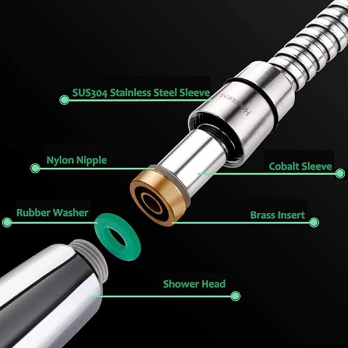 HOMEIDEAS 138 inches Shower Hose, 11.5 feet Extra Long 304 Stainless Steel Handheld Shower Head Hose Replacement, Flexible Hose Extension - size: 138 Inch