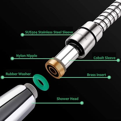 HOMEIDEAS 79 inches Shower Hose, 6.5 feet Long 304 Stainless Steel Handheld Shower Head Hose Replacement, Flexible Hose Extension - size: 79 Inch