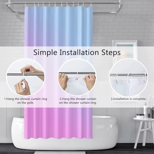 Ombre Blue Purple Stall RV Shower Curtain with Hooks 36x72inches | Machine Washable Waterproof, Modern Solid Boho Gradient, Bathroom Dorm Hotel Room Divider, Easy to Install, Window Curtain - color: Blue Purple, size: 36"W x 72"L (Pack of 1)