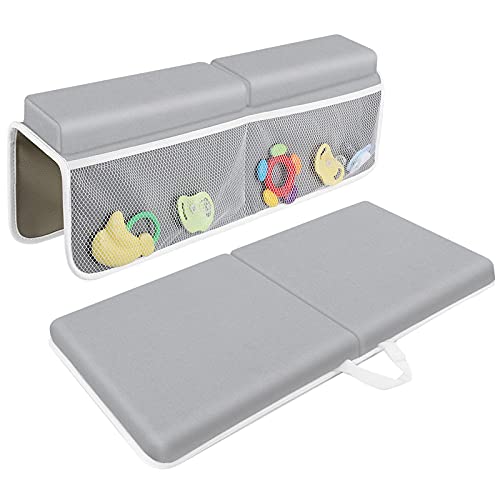 JJGoo Bath Kneeler with Elbow Rest Pad Set, 1.5 inch Kneeling Pad Mat for Bathtub - Gray - color: Grey
