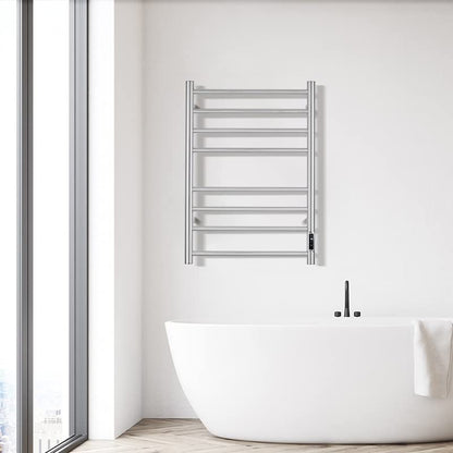 Towel Warmer with Built-in Timer ETW44-2S for Bathroom Wall Mounted Bath Towel Heater Plug-in Electric Heated Towel Rack Brushed