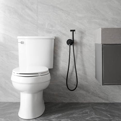 Wall Mounted Bidet Sprayer Set,Warm Bidet Sprayer for Toilet | Hot and Cold Brass Valve,Handheld Bidet Attachment Set,Adjustable Water Pressure,for Bathing Pets and Feminine Hygiene,Black - size: Round- Black