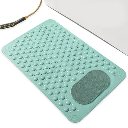 27.6 x 14.2 Inch Non-Slip Bathtub Mat, Machine Washable Bathroom Mat with Suction Cups and Drain Holes, Ideal for Bathtub or Bathroom Floor (Green) - color: Green
