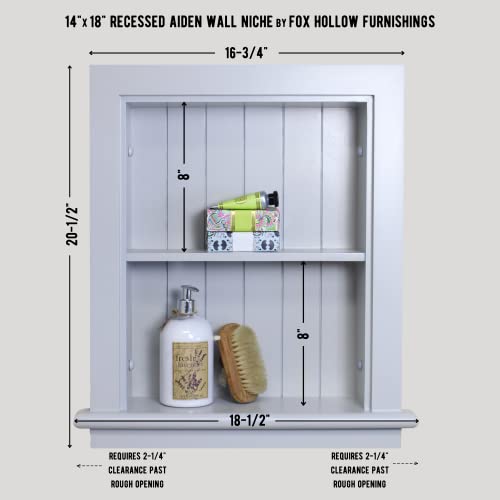 14x18 Aiden Recessed Wall Niche Medicine Cabinet Replacement, in The Wall Bathroom Cabinet Insert Shelf/Shelves, Made in North America, Real Wood, NO MDF, Beadboard, Light Gray - color: Light Gray, size: 14x18