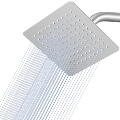 8 Inch Rain Shower Head Brushed Nickel - All Metal Stainless Steel 304, Ultra Thin Design, Square Rainfall Showerheads Modern Bathroom - Full Body Coverage Bath Shower - color: Brushed Nickel, size: 8 Inch Square