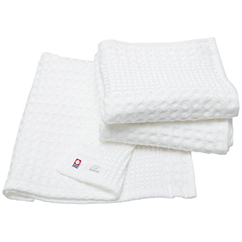 HIORIE Imabari Towel, 3-Piece Hand Towel Set, Japanese Towels, 13.3x31.4in, 100% Cotton, Lightweight, Quick Drying and Compact Towels, Waffle Design Fabric, Honeycomb, White - color: White, size: Hand Towel