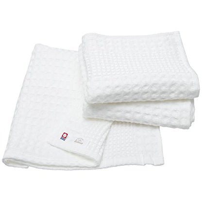 HIORIE Imabari Towel, 3-Piece Hand Towel Set, Japanese Towels, 13.3x31.4in, 100% Cotton, Lightweight, Quick Drying and Compact Towels, Waffle Design Fabric, Honeycomb, White - color: White, size: Hand Towel
