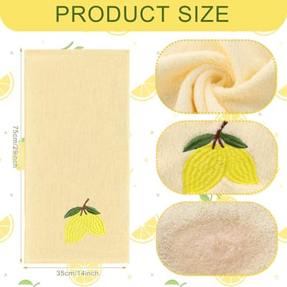 SmoothNovelty 2 Pcs Lemon Hand Towels Lemon Yellow Bathroom Decor 14x29 Inch Embroidered 100% Cotton Soft Absorbent Spring Summer Decorative Hand Towels for Bathroom Kitchen - style: Lemon