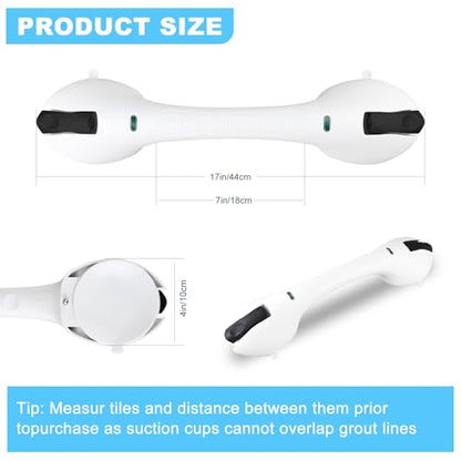 Suction Grab Bars for Bathtubs and Showers, Heavy Duty Shower Handle Removable Shower Handrails for Kids, Bathroom Safety Grip Waterproof(White) - color: Silver