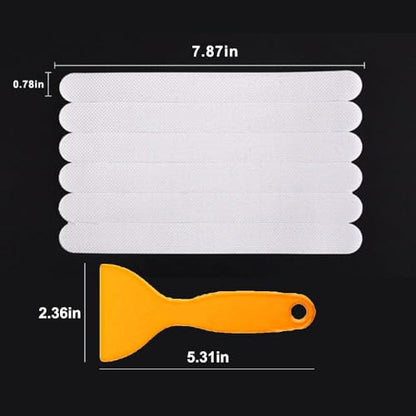 6 Pack Bathtub Non Slip Stickers, Anti Slip Shower Stickers Clear and Textured, Adhesive Safety Strips for Shower Floor and Tile, Strong Grip Decals with Scraper Tool for Bath Tub and Stairs