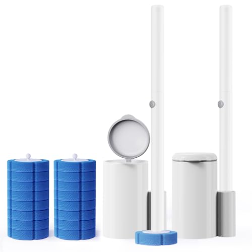 Disposable Toilet Brush 2 Pack- Each Toilet Bowl Brush with 8PCS Refills - size: 2 Brush+ 16 Refills