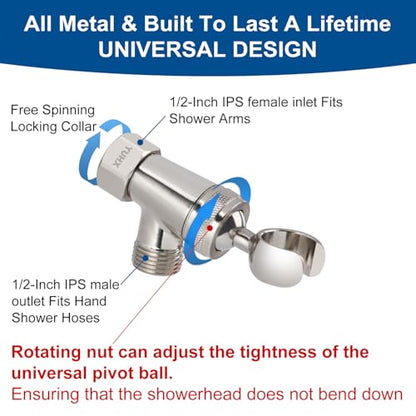 Shower Head with Handheld - All Metal Holder and Long Hose, High Pressure | Showerhead Sprayer Built-in Power Wash to Clean Tub, Tile & Pets, Multi Mode Adjustment, Brushed Nickel 2.5 GPM - color: Brushed Nickel