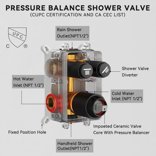 Rainfall Shower System, STARBATH 10" Ceiling Mount Rain Showerhead and 6" Wall Mounted Rainfall Shower for Couples, On Off Button Valve Dual Head Shower Systems Complete, Matte Black - color: Matte Black, size: 10+6 inch-14