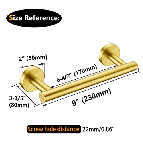 Nolimas Brushed Gold Bath Hand Towel Bar Single Bars Towel Rack Rod Classic Wall Mounted Stainless Steel Bathroom Towel Bar Toilet Kitchen Towel Shelf Single Layer,9inch - color: Brushed Gold, size: 9inch
