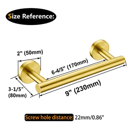 Nolimas Brushed Gold Bath Hand Towel Bar Single Bars Towel Rack Rod Classic Wall Mounted Stainless Steel Bathroom Towel Bar Toilet Kitchen Towel Shelf Single Layer,9inch - color: Brushed Gold, size: 9inch