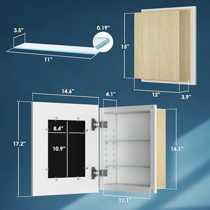Medicine Cabinet No Mirror, Recessed Medicine Cabinet, 12x15 (14x17) | Houseables Hidden In Wall Niche, Without Mirror, Picture Frame, Concealed, Built In, Between Stud Shelf Insert, Bathroom - size: 12" x 15" ID, 14" x 17" OD