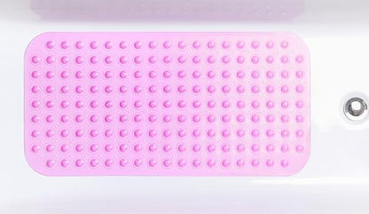 Large Non-Slip Bathtub & Shower Mat 31”x16” (Smooth/Non-Textured Tubs Only) Safe, Clean, Machine-Washable, Superior Grip&Drainage, Vinyl, Transparent Pink - color: Transparent Pink, size: Large (31"x16")