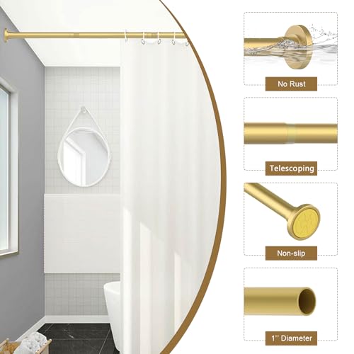 GXOACKJ Gold Shower Curtain Rods - 31-68 Inch Spring Tension Shower Rods for Bathroom, Adjustable, No Drilling, No Rust, Stainless Steel - color: Gold, size: 31-68