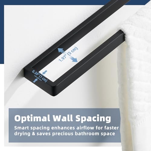 Matte Black 22.8" Bath Towel Bar, Rustproof 304 Stainless Steel | Rust-resistant for Bathroom, Shower, Vanity, Kitchen, Low Profile Towel Holder, Heavy Duty Hang, Stable Drilling Wall Mounted - color: Matte Black