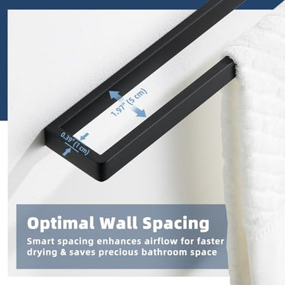 Matte Black 22.8" Bath Towel Bar, Rustproof 304 Stainless Steel | Rust-resistant for Bathroom, Shower, Vanity, Kitchen, Low Profile Towel Holder, Heavy Duty Hang, Stable Drilling Wall Mounted - color: Matte Black