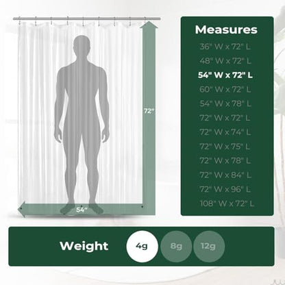 Clear Shower Curtain Liner with Side Suction Cups, Premium PEVA Plastic Shower Liner with 3 Magnets, Waterproof Bathroom Curtain, 54 x 72, Clear - color: 1. Clear, size: 54"W x 72"L (Pack of 1)