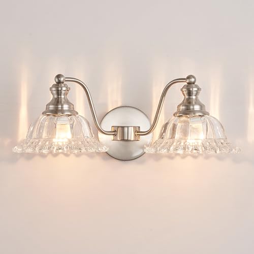 XIEDUN Brushed Nickel 2 Light Vanity Lights Fixture Lights for Bathroom - color: Brushed Nickel, size: 2 Light
