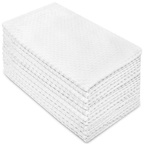 COTTON CRAFT Amazing Kitchen Towel - 12 Pack 100% Cotton Waffle Terry Towel | White - 16x28 inch Euro Café Waffle Weave Dish Towels - Soft Absorbent Quick Dry Low Lint Reusable Pantry Bar Cleaning Cloth - color: White, size: 12 Pack