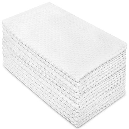 COTTON CRAFT Amazing Kitchen Towel - 12 Pack 100% Cotton Waffle Terry Towel | White - 16x28 inch Euro Café Waffle Weave Dish Towels - Soft Absorbent Quick Dry Low Lint Reusable Pantry Bar Cleaning Cloth - color: White, size: 12 Pack