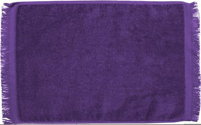 Set of 12 Premium Fringed Velour Fingertip Towels (Purple)-PKG of 1 Dozen | 11" x 18" | 100% Cotton, Soft Velour Finish | Elegant Guest Towels for Bathroom, Spa, Events & Embroidery - color: Purple