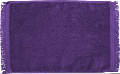 Set of 12 Premium Fringed Velour Fingertip Towels (Purple)-PKG of 1 Dozen | 11" x 18" | 100% Cotton, Soft Velour Finish | Elegant Guest Towels for Bathroom, Spa, Events & Embroidery - color: Purple