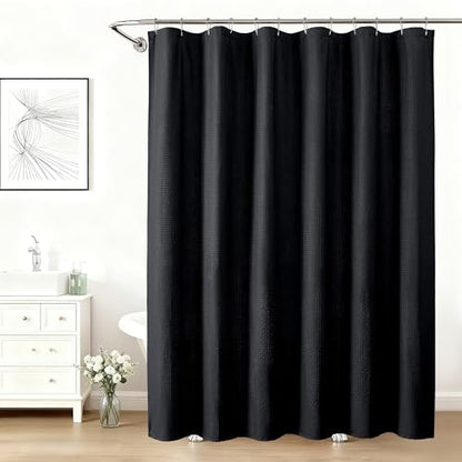 Aiyufeng Black Shower Curtains for Bathroom，Dot Like Embossed Textured Waterproof Fabric Shower Curtain，Hotel Luxury Quality & Soft Cloth，Machine Washable，72Wx78L - color: Black, size: 72"W x 78"L (Pack of 1)