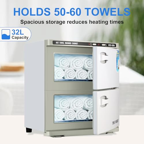 32L Hot Cabinet, Hot Towel Warmer Cabinet, 2in1 Professional Double Towel Heater Machine for Facial Spa, Massage, Hair Salon, Barber, Estheticians, Beauty Salon