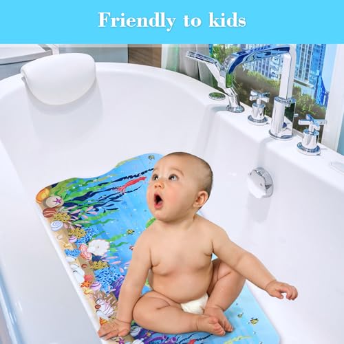 Secopad Bathtub Mat Non Slip, Cute Tub Mat, 40" x 16", Red Turtles | Rectangular, Anti-Slip, Machine Washable, with Drain Holes and Suction Cups,For Bathtub and Shower Floor, for Toddler & Kids - color: Red Turtles
