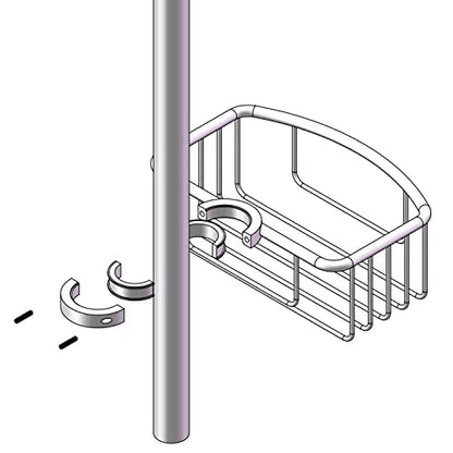 Shower Pole Caddy for Shower-6 Size Riser Ring NO Drilling Tension Shower Caddy Basket for Bathroom-SUS 304 Chrome Shower Caddy Pole with Luxury Standard