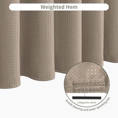 Inhousolu Fabric Shower Curtain, Waffle Weave 230 GSM Polyester, Weighted Hem, Metal Hooks Included, Water Repellent Washable, 72 x 78 Inch, Beige - color: Beige, size: 72"W x 78"L (Pack of 1)