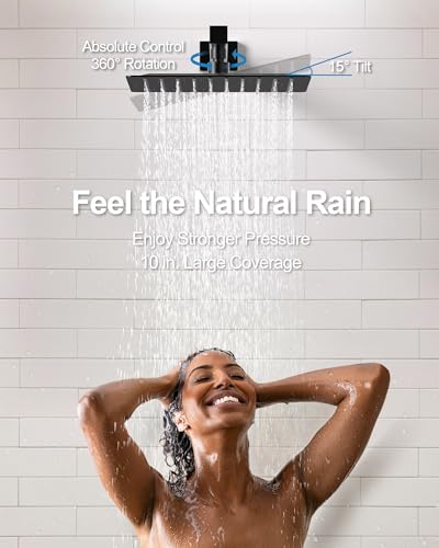 10" Shower Faucet Set with Tub Spount, High Pressure Rainfall Shower Head and Handheld Sprayer Combo, Bathroom Tub Shower Faucet Set, Matte Black - color: Matte Black