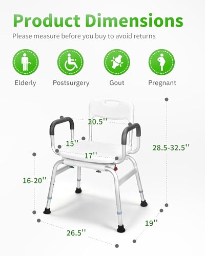 Shower Chair for Inside Shower - Swivel Shower Chair for Elderly and Disabled - Heavy Duty Shower Seat Bathtub with Arms for Handicap, HDB-788A - size: Swivel