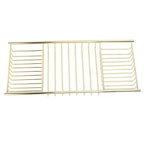 Yctze Stainless Steel Bathtub Tray, Adjustable Shower Tub Caddy with Extendable Sides & Removable Book Holder for Bathroom Accessories (Gold) - color: Gold