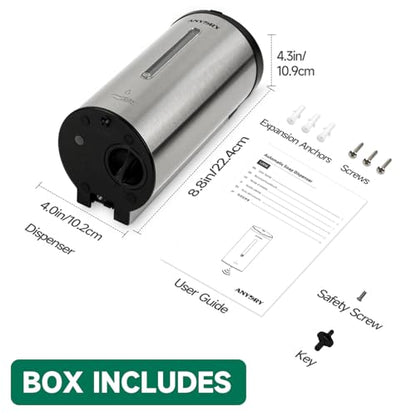 anydry Touchless Automatic Liquid Soap Dispense Wall Mount 25oz Large Capacity Stainless Steel for Commercial (Brushed) - color: Brushed Stainless Steel