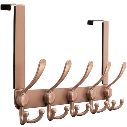 Over Door Hook 2.0 - Upgraded Version - Simple-Assembly, Strong, Heavy-Duty Stainless Steel 5-Tri-Hook Over The Door Hanger Rack, SimpleStrong Series, Rose Gold - color: Rose Gold