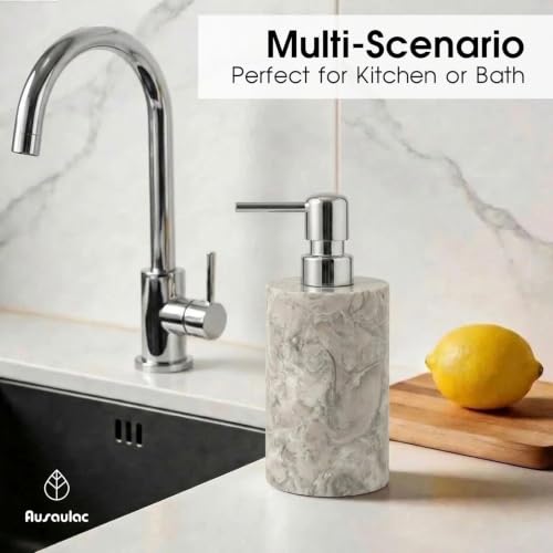 Marble Soap Dispenser, Hand Soap Dispenser for Bathroom Kitchen Countertop - Lotion and Liquid Soap Dispenser (1, Grey) - color: Gray