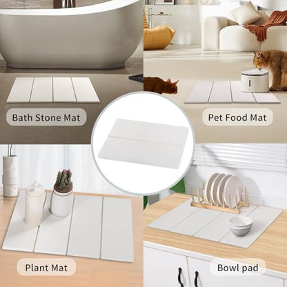 Stone Dish Drying Mat - Large Foldable Marbled Quick Drying Dish Mats, Stone Coasters Set of 4 Collapsible Ultra Absorbent Diatomaceous Earth Mats for Kitchen Counter Bathroom (White-4Pcs) - color: White-4Pcs