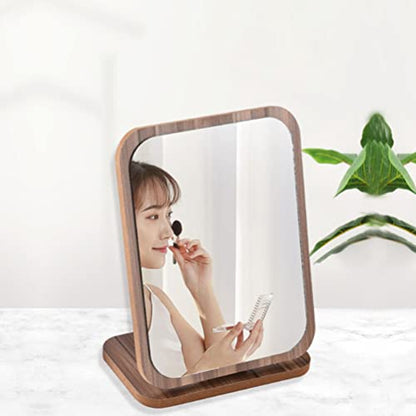 Beaupretty Fold Down Desk Vanity Makeup Mirror Makeup Mirror with Stand Wooden Desktop Folding Table Desk Countertop Bathroom Make Up Foldable Desk Table