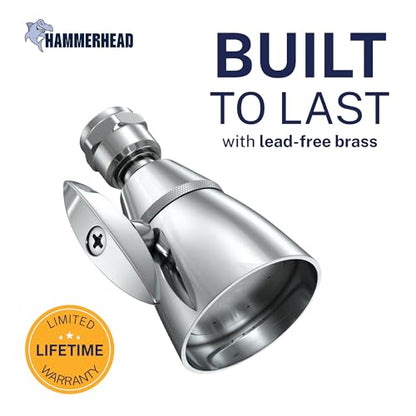 HammerHead Showers® Solid Metal 2 Inch High Pressure Shower Heads - CHROME – 2.5 GPM Shower Heads High Pressure - High Flow Shower Head with ADJUSTABLE SPRAY PATTERN - Fixed Shower Head - color: Chrome, size: 2.5 GPM Standard